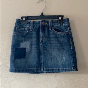 patched jean skirt